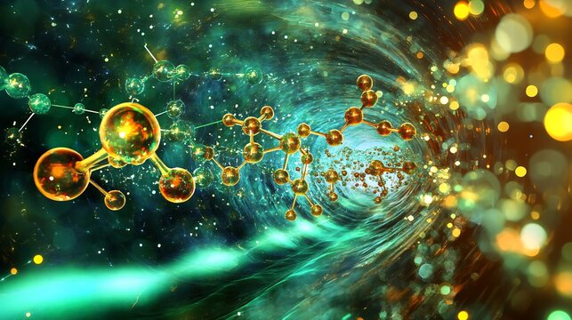 Creative visualization of functional groups organic chemistry emphasizing dynamic molecular interactions and reactivity patterns