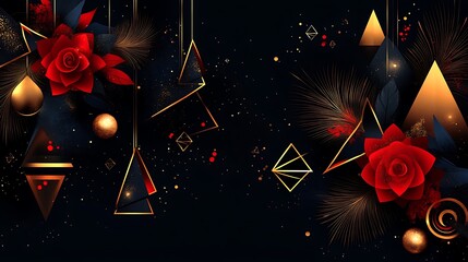 Elegant Sleek Vector Design with Gold Accents and Red Roses