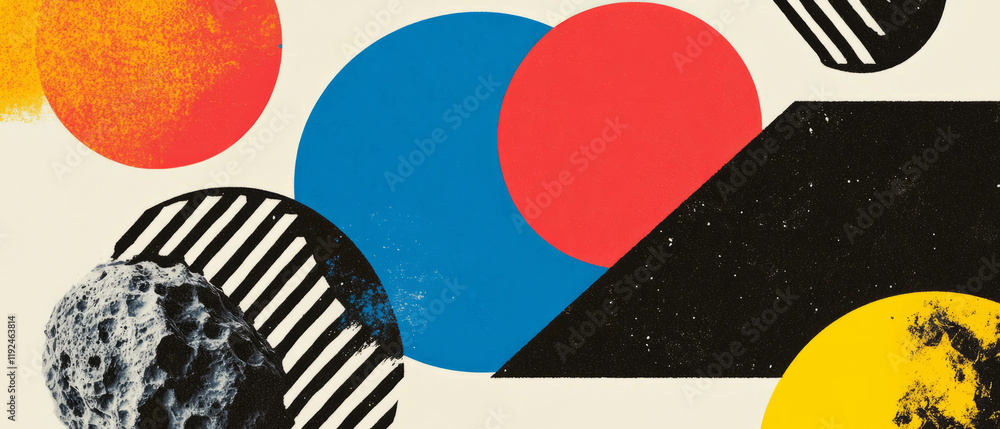 Poster Exploring vibrant geometric lines and abstract forms in modern design space