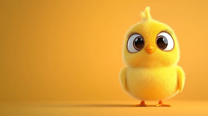 Fototapeta premium Adorable 3D Render of a Fluffy Yellow Chickling