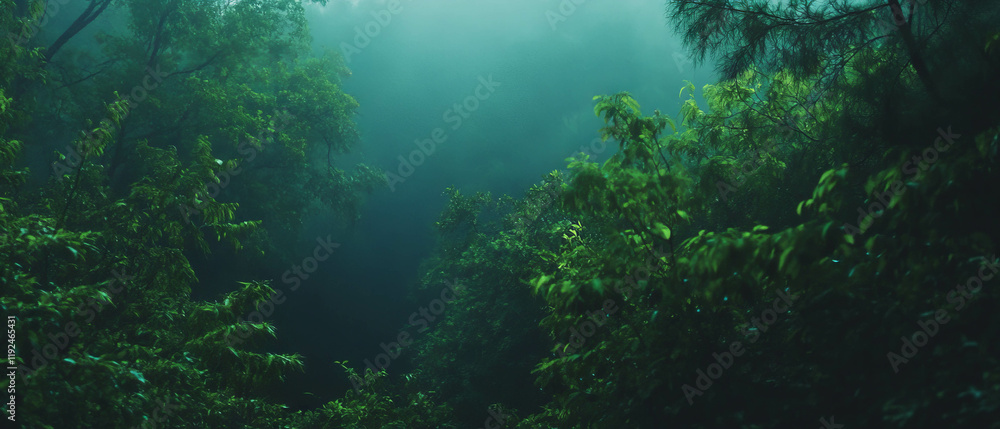 Poster Calming green gradients with smooth transitions creating a tranquil visual effect