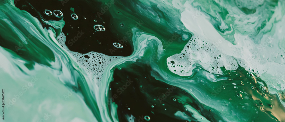 Poster expressive green paint strokes create an abstract artistic composition