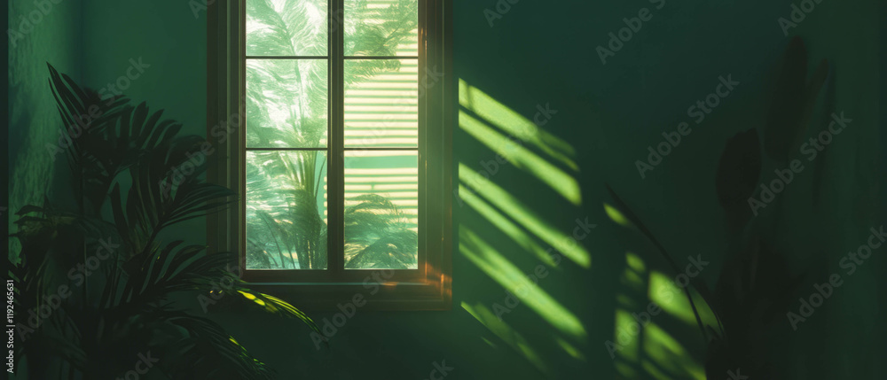 Aufkleber green light filtering through a window creates a calming ambiance in a serene space