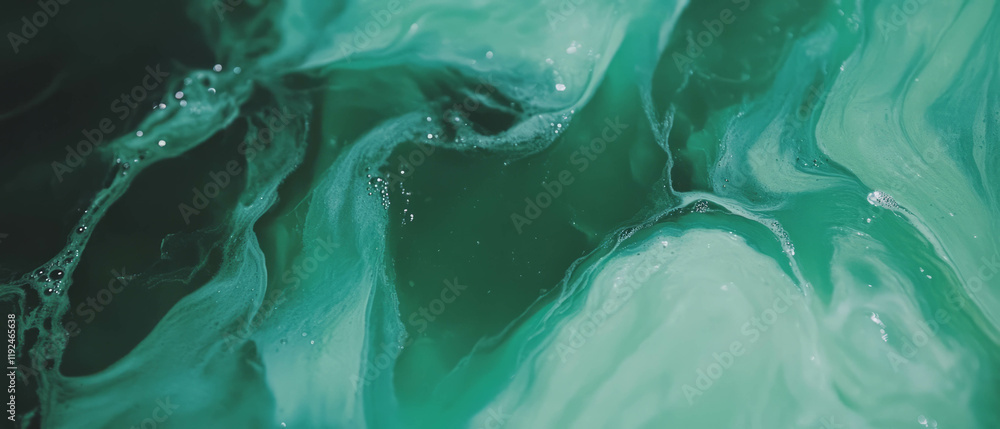 Poster Expressive abstract creation with green paint and dynamic strokes
