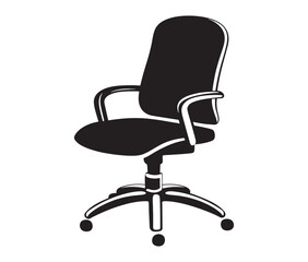 Office chair isolated on white background, Silhouette office chair design