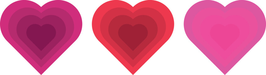 Heart vector pack in different color tones. Concept: Heart, Valentine, Valentine's Day, Love.