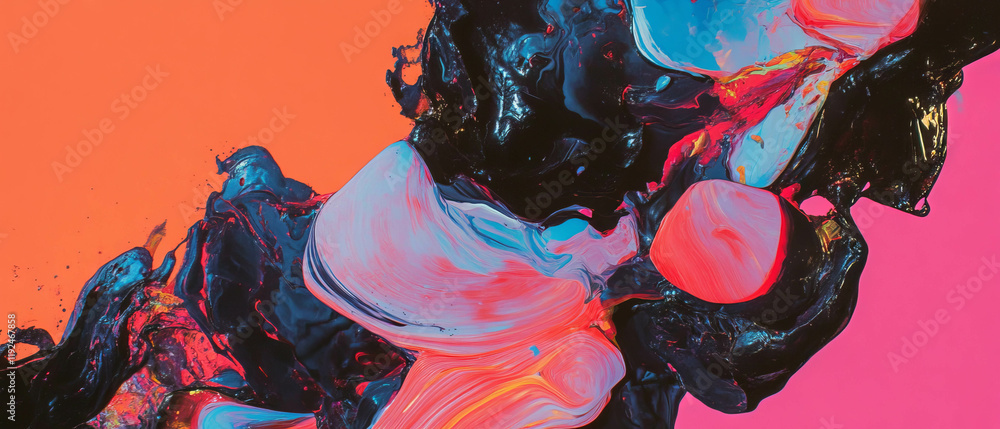 Poster Vibrant abstract expression showcasing intense colors and dynamic forms