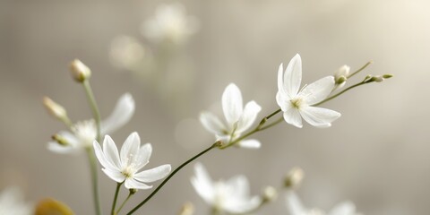 Fototapeta premium Delicate White Flowers Swaying Gently In Breeze