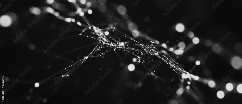 Poster Pulsating interconnected lines create a rhythmic visual rhythm in dark tones and textures