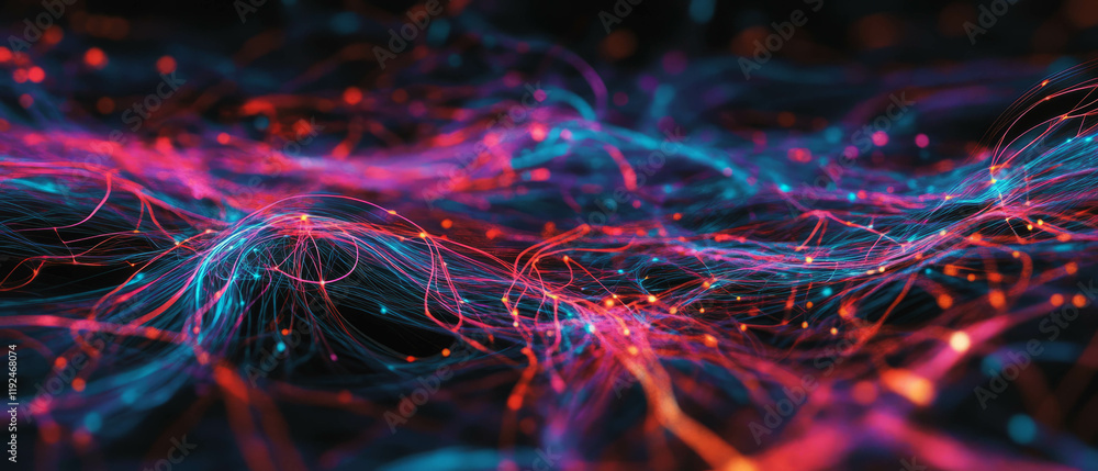 Aufkleber Exploring vibrant interconnected lines forming complex network patterns in digital space