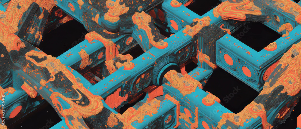 Aufkleber Intricate interlocking patterns create a vibrant visual experience in abstract design
