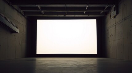 Minimalist scene with a white screen and soft overhead lighting.