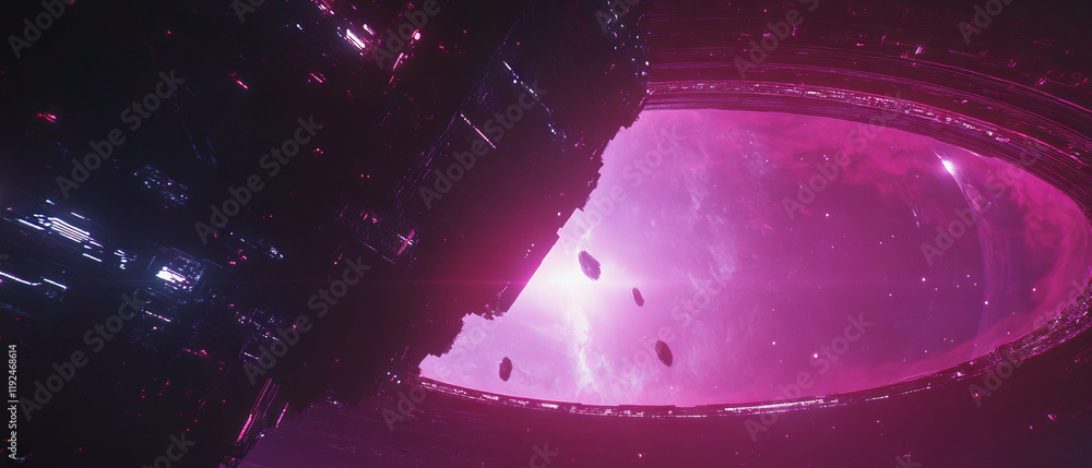 Poster journey through cosmic phenomena and distant wormholes in interstellar space