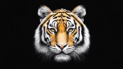 Fototapeta premium Majestic Tiger Portrait with Striking Black Background