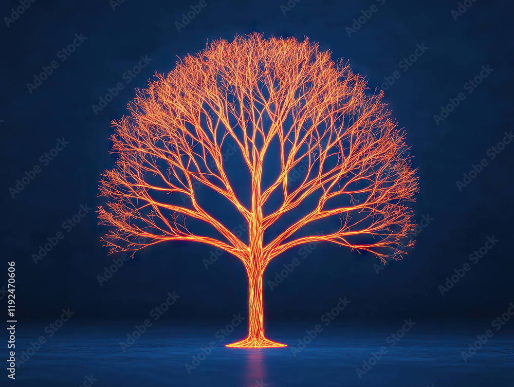 Aufkleber glowing digital tree symbolizing innovation and branching into various industries