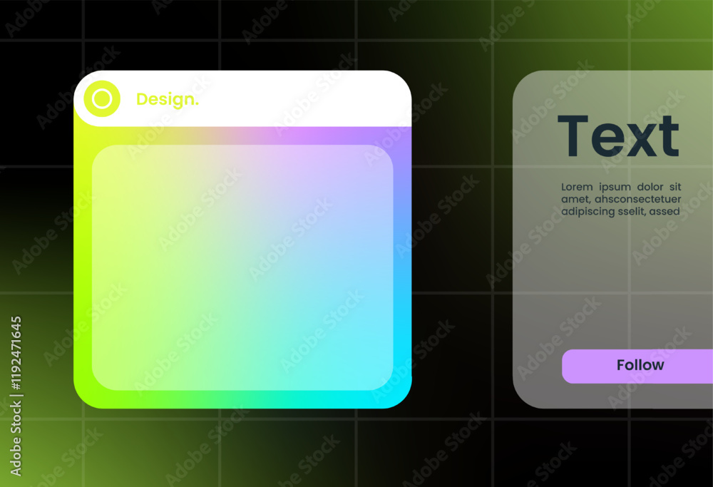 Poster futuristic design element in gradient colors. pop up interface element.