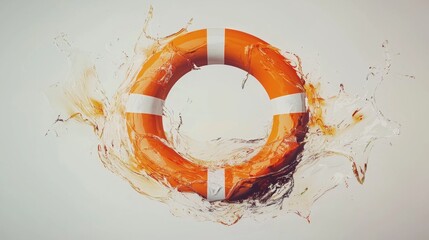 Bright orange lifebuoy splashing into water emphasizes safety in aquatic environments