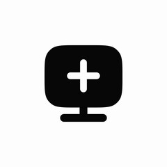 add new window monitor plus medical plus cross icon vector sign