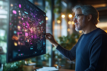 Digital Transformation Expert Presenting Strategy with Data and Automation Visuals