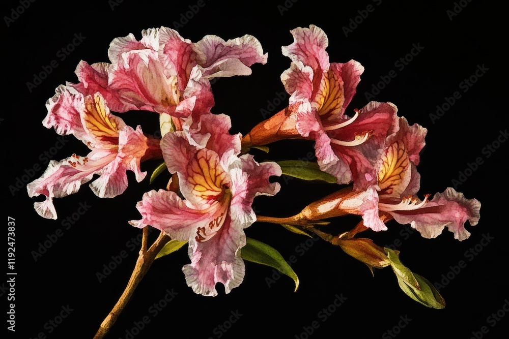 Poster a detailed view of a single flower against a dark background, great for use in designs or as a focal