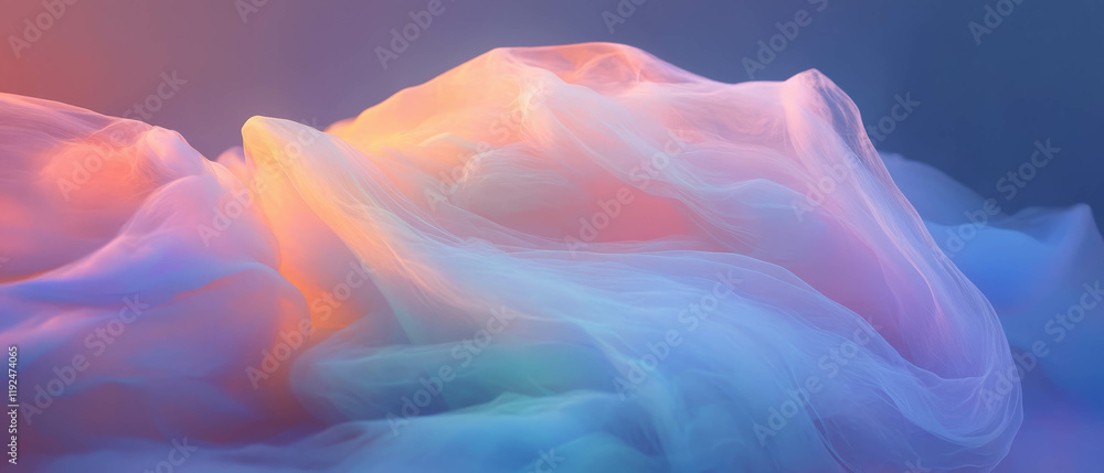 Poster ethereal textures resembling smoke and fog create a mysterious atmosphere