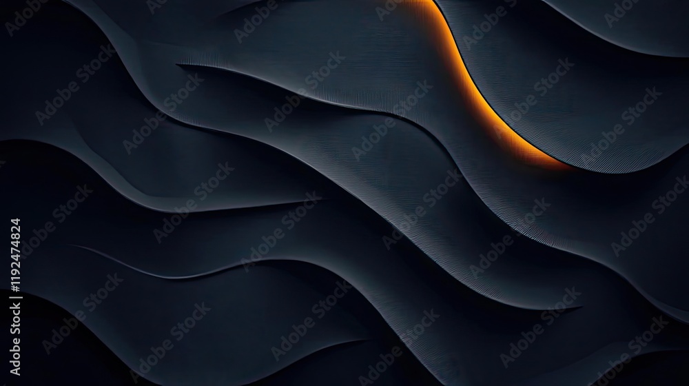 Aufkleber studio absorber concept. abstract dark waves with a glowing orange light create an intriguing visual
