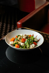 Delicious and fresh salad with dressing