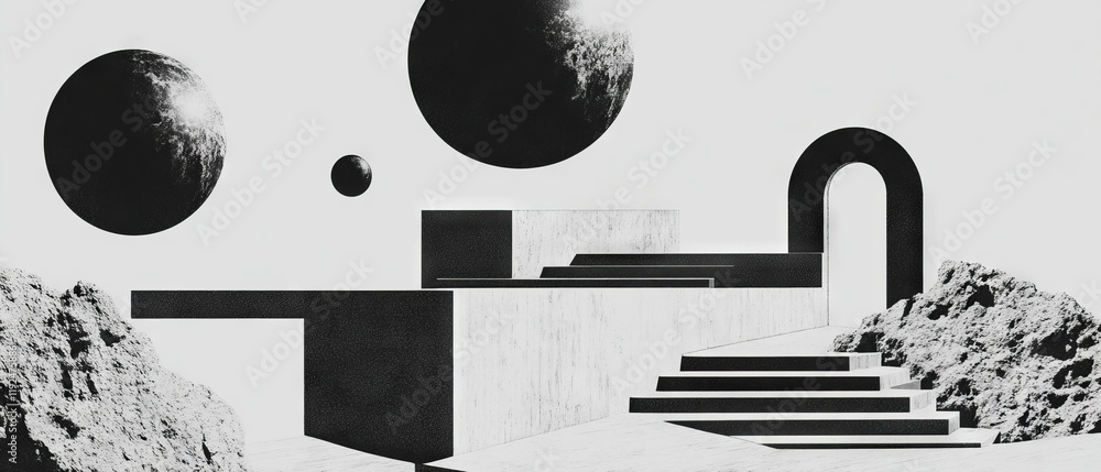 Aufkleber Exploring minimalist line drawings with simple shapes in elegant design