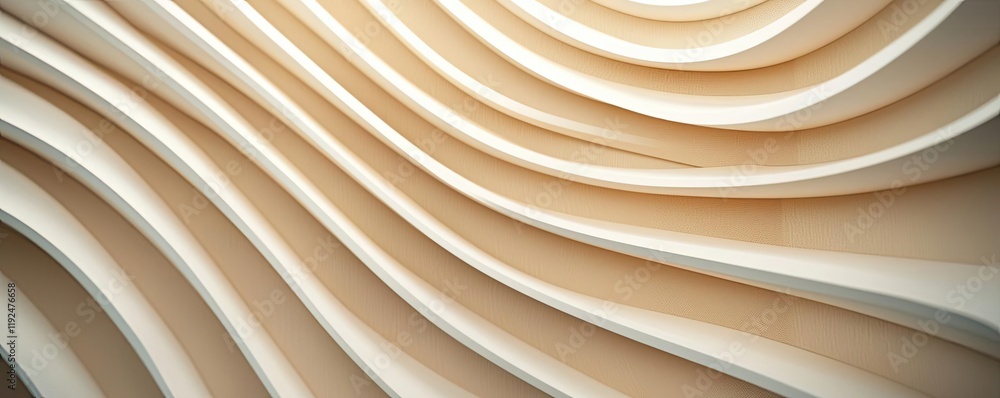 Poster Studio absorber concept. Abstract architectural design with smooth curves and subtle textures in soft beige tones.