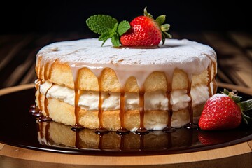 Wet Sponge Cake, Layered Honey Tart, Mirror Glaze Cake, Honey Dessert with White Cream