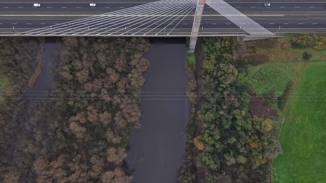 Mary McAleese Boyne Valley Bridge spanning the River Boyne with aerial view near Drogheda