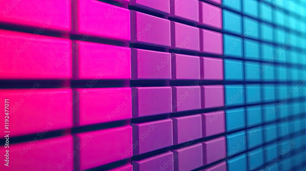 Aufkleber Studio absorber concept. Vibrant abstract background with pink and blue gradient tiles creating a dynamic visual.