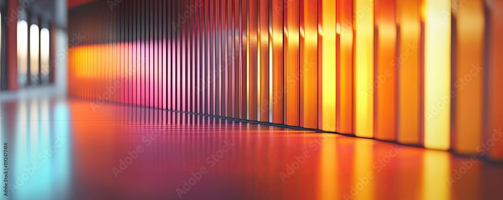 Poster Studio absorber concept. Abstract view of colorful architectural elements with reflections and light play.