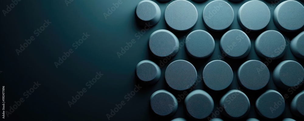 Poster Studio absorber concept. Abstract circular shapes in a modern design, featuring gradients and soft reflections.