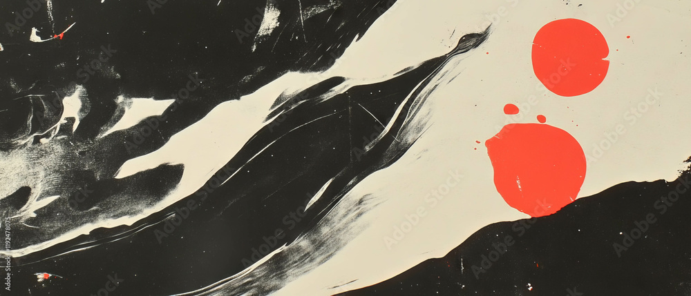 Poster unique monoprints showcasing spontaneous marks and textured patterns