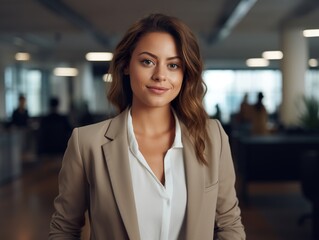 Fototapeta premium Portrait Attractive confident business woman in business professional working office