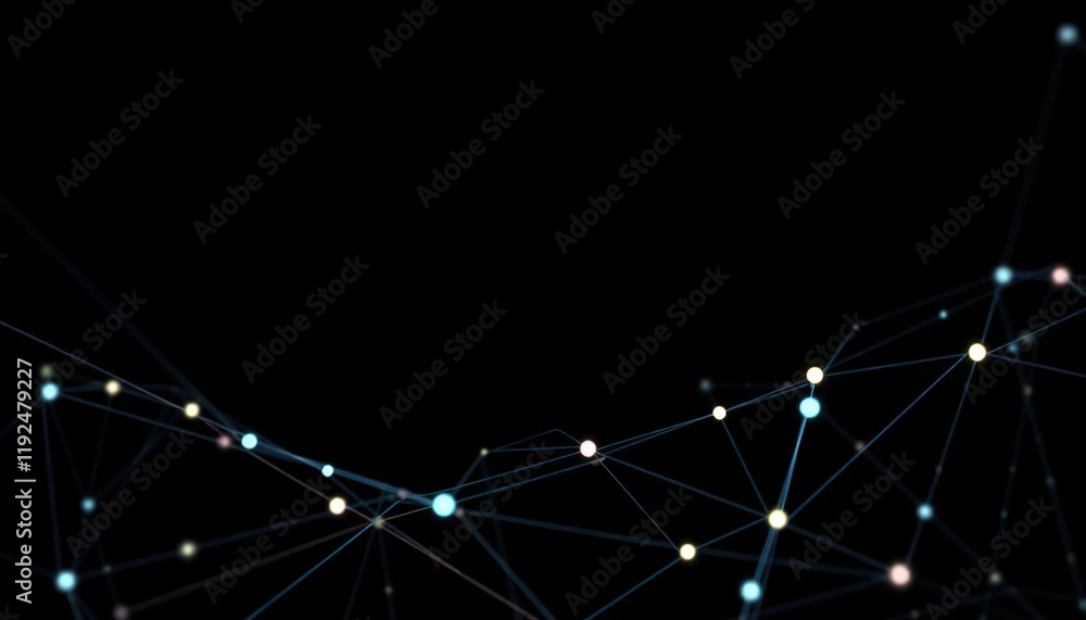 Poster data technology background. abstract background. connecting dots and lines on dark background. 3d re