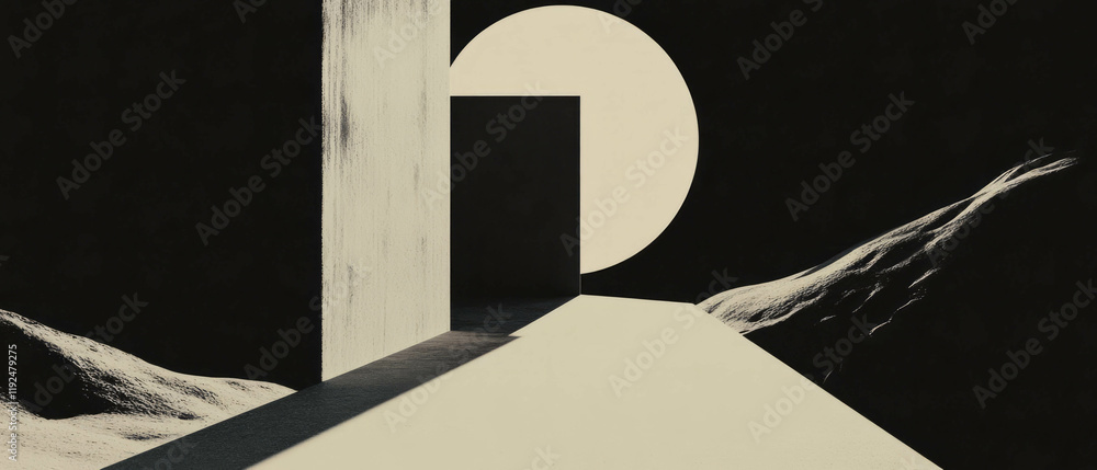 Poster Effective use of negative space creating minimalistic impact in a surreal landscape