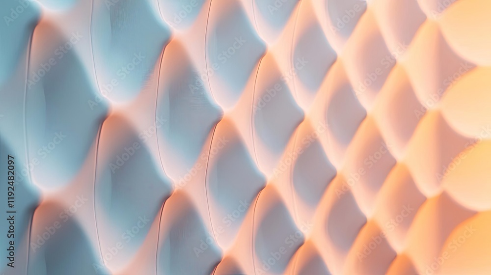 Poster Studio absorber concept. Abstract pattern of soft waves in pastel colors creating a serene and calming visual.