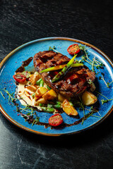 Hot and tasty dish with sauces