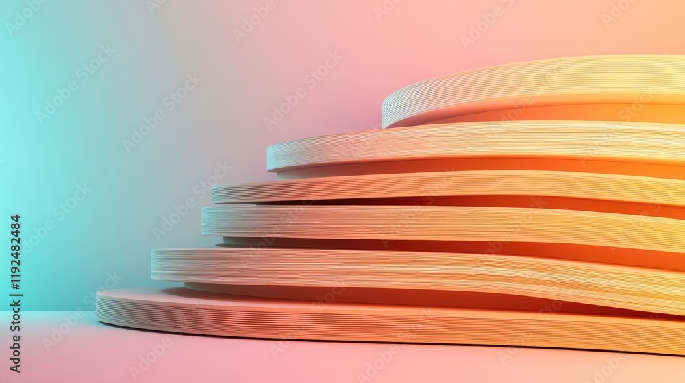 Poster Studio absorber concept. Stylish layered graphic design featuring smooth curves and a gradient color palette.