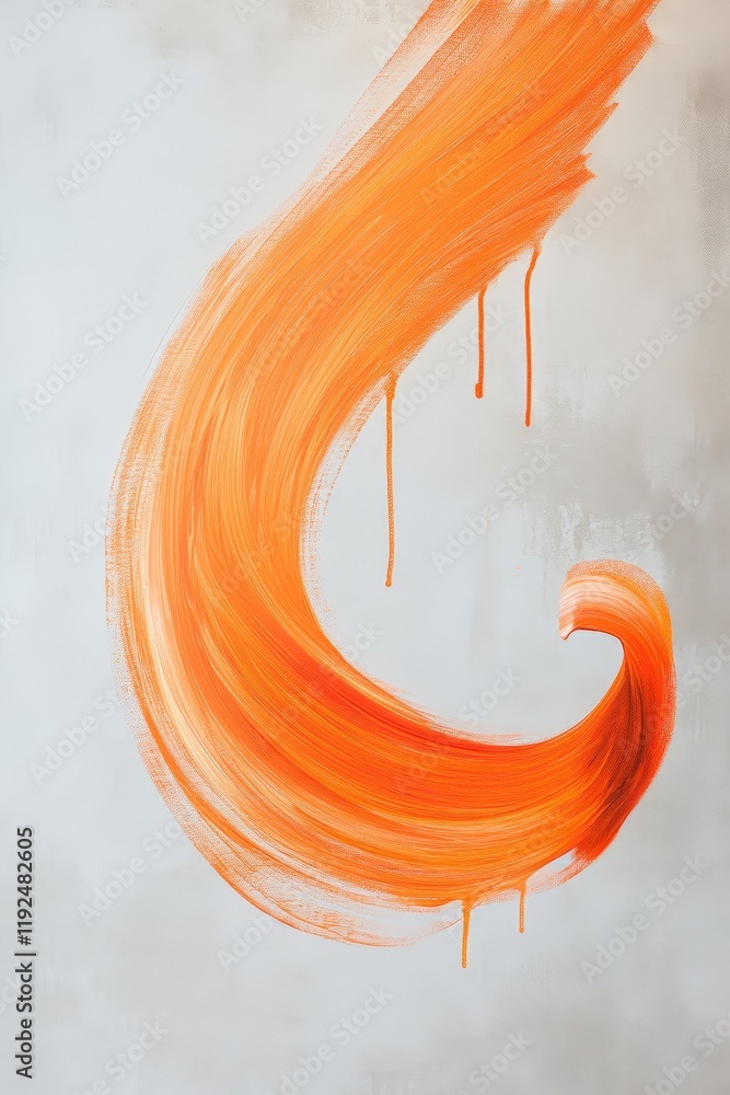 Poster orange paint stroke on textured backdrop, creating a vibrant artistic element. abstract design ideal