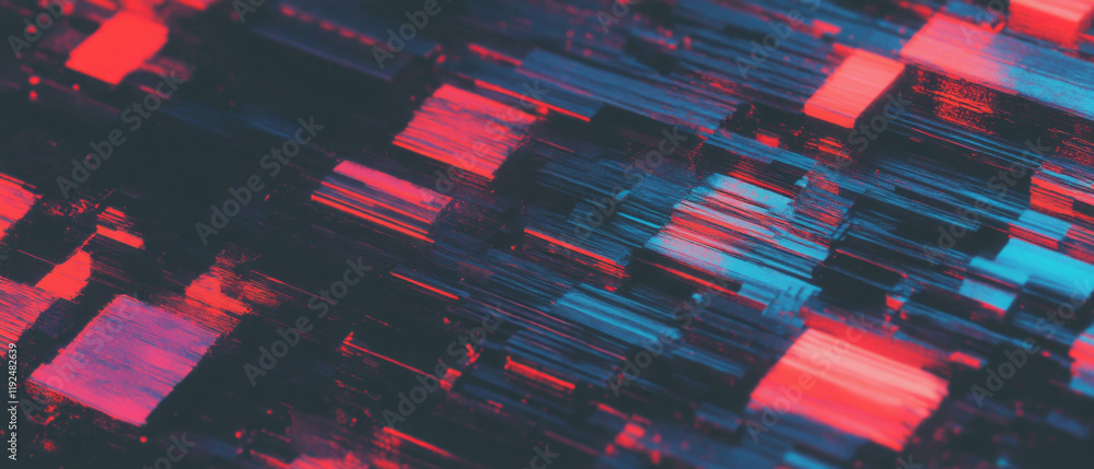 Poster Dynamic pixelated patterns create a vibrant digital background with abstract textures