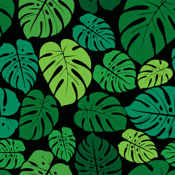 Delicious monster leaf pattern. Monstera tropical jungle seamless pattern. Vector hand drawn illustration for fabric, textile, wallpaper tourism design.