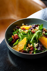 Delicious and fresh salad with dressing