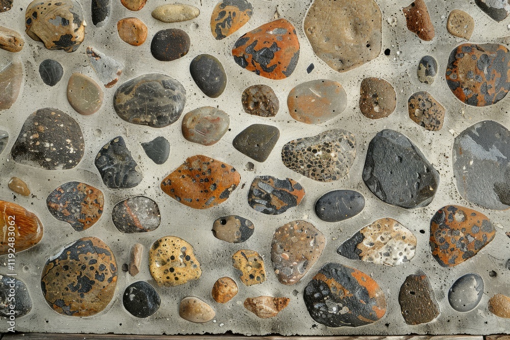 Poster exposed aggregate finish concrete surface creating a beautiful pattern