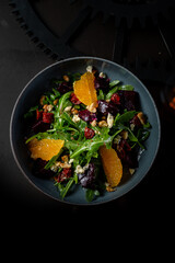 Delicious and fresh salad with dressing