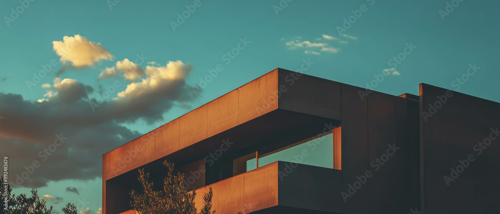 Poster Exploring minimalist architectural design with rectangular shapes and clean lines