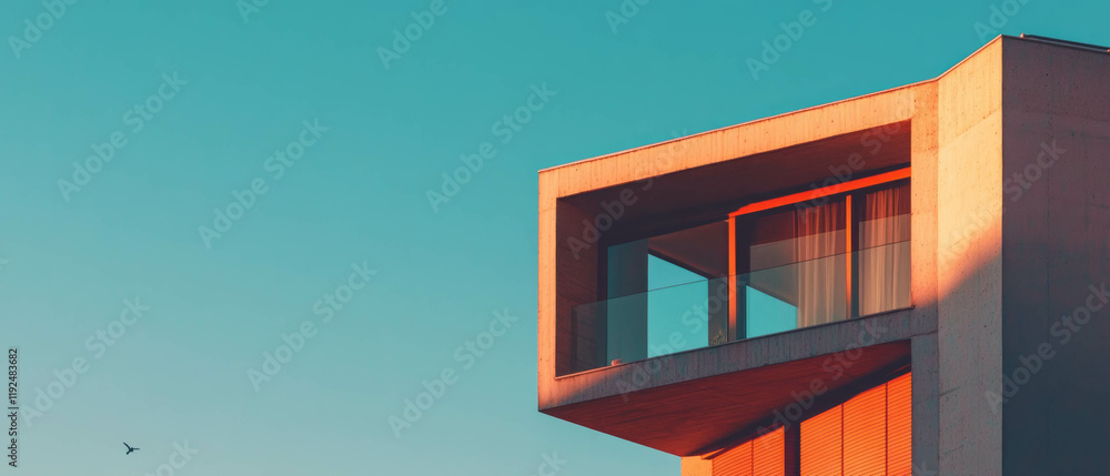 Poster Minimalist architecture showcasing rectangular shapes and clean lines in modern design