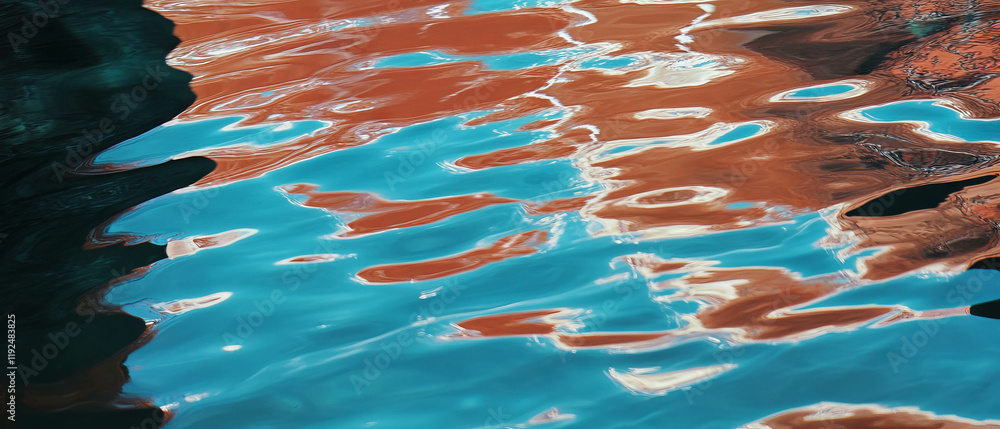 Aufkleber reflective aluminum and abstract distortions creating surreal visual effects in vibrant colors
